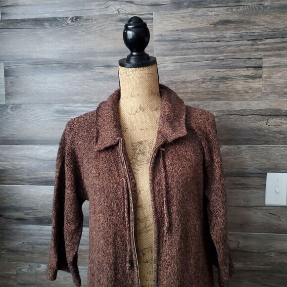 J. Jill Utopia Cardigan Sweater Mixed Texture, Women's Size Large, Rust Brown - Picture 3 of 13